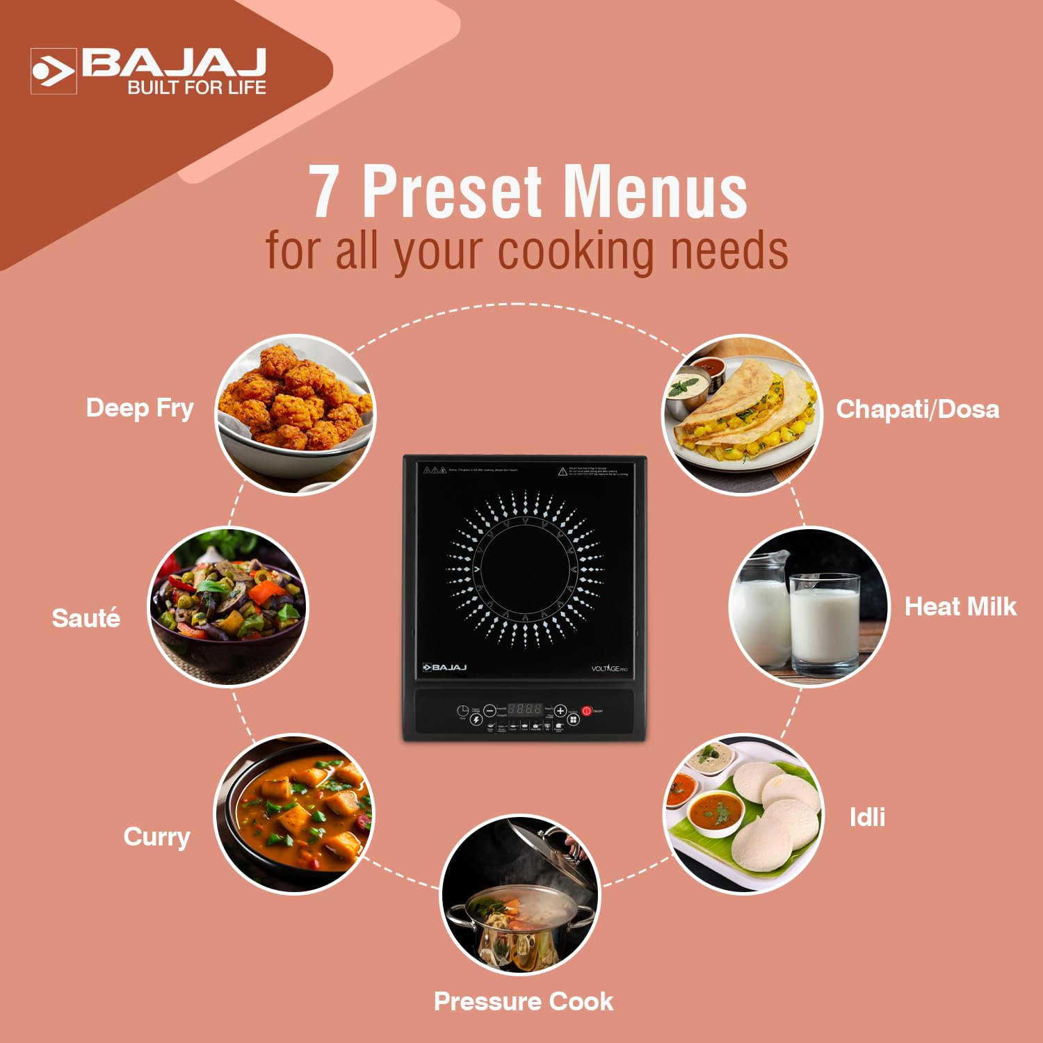 Bajaj 120TS 1200 Watts Tempered Glass Induction Cooktop